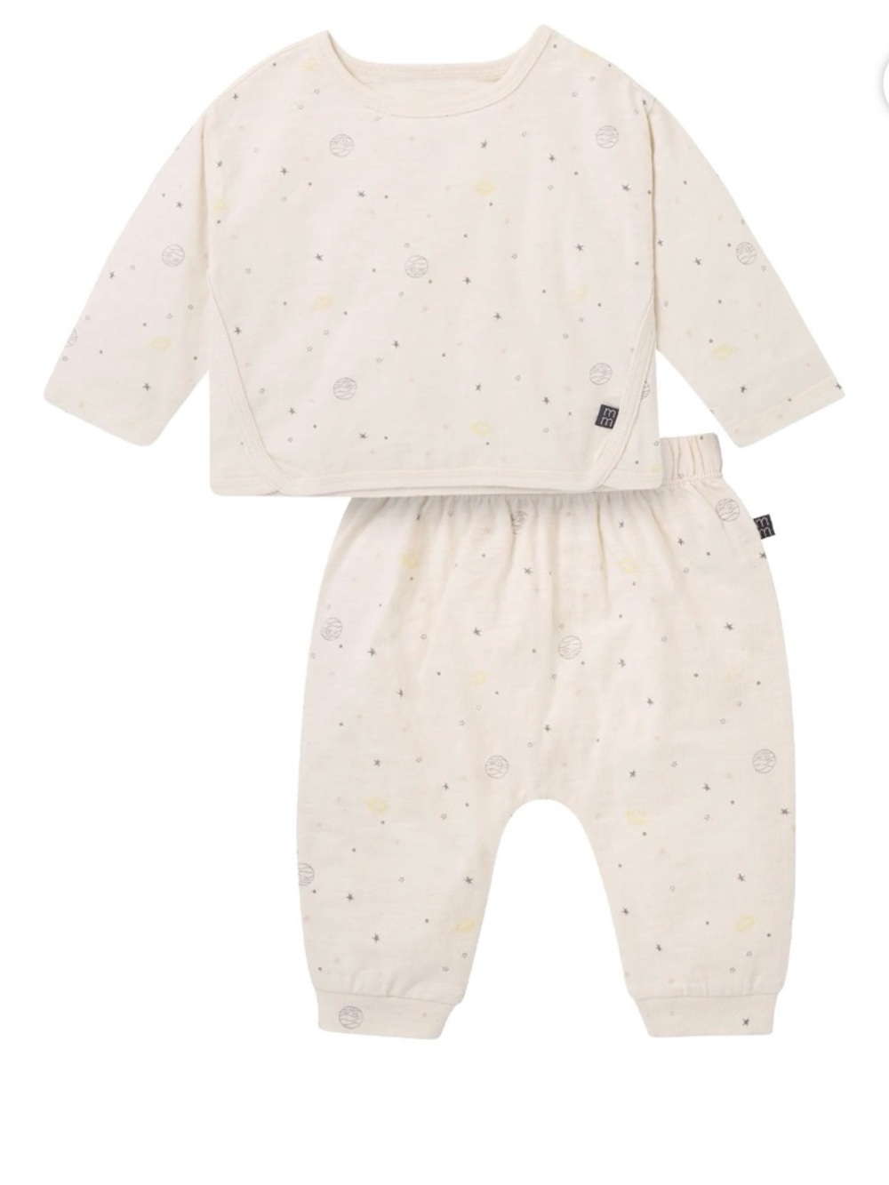 Neutral Star & Planet Baby Pajama Set - Cream